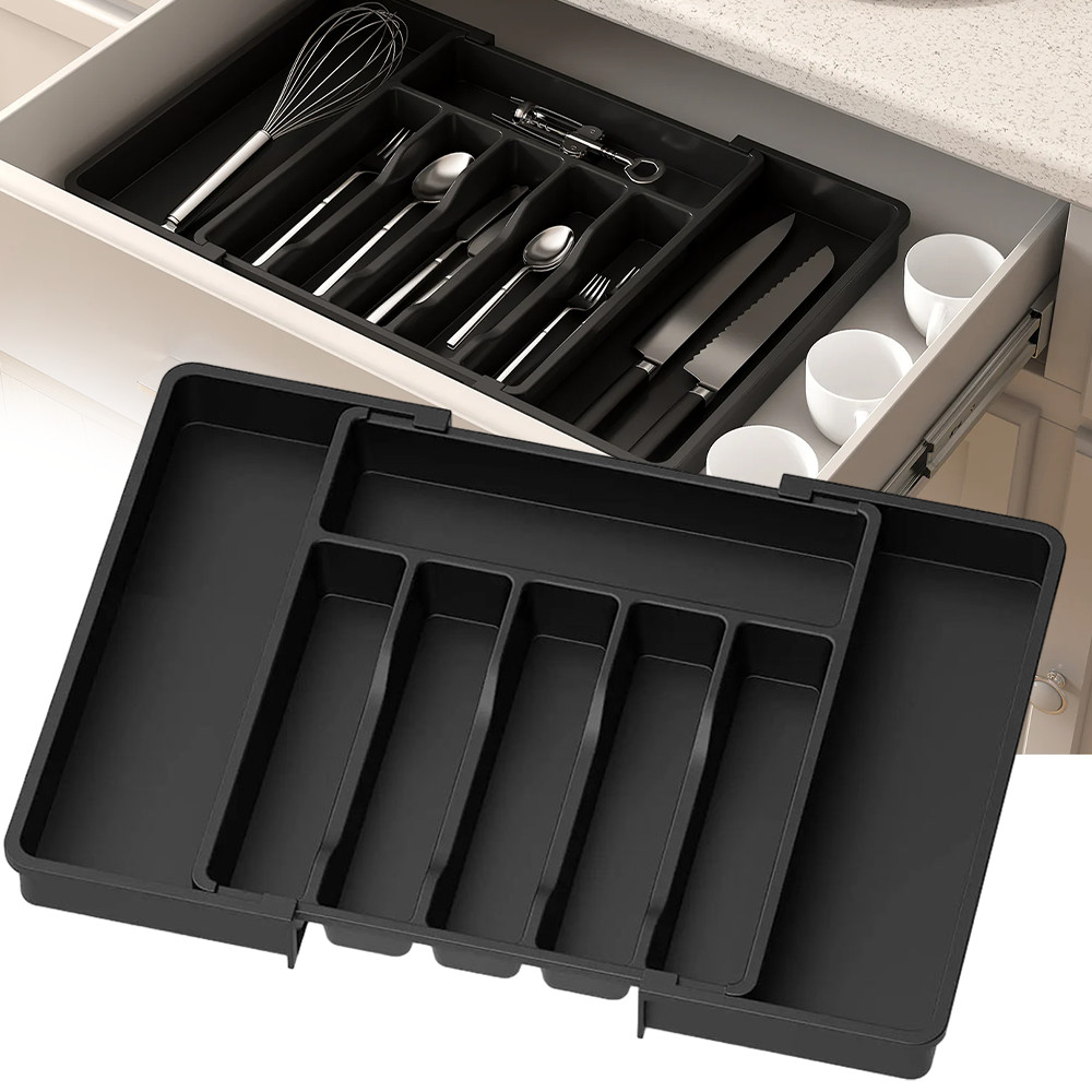 Besteckkasten Einsatz für Schublade Küche Erweiterbar, Ausziehbar und Passgenau