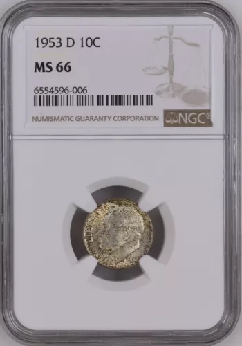 1953-D 10C Roosevelt Dime NGC MS66  6554596-006