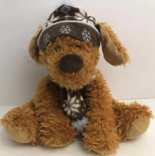St Jude Hugfun Colby Shaggy Plush Puppy Dog Stuffed Animal Scarf Hat Tush Tag