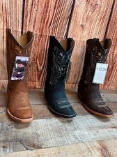 Women Western Rodeo Snipped Toe Cowgirl Boots Leather embroidered Bota Vaquera