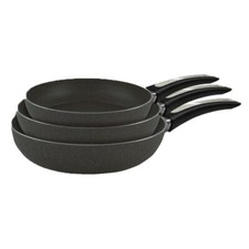 Set Tris di 3 Padelle Padella in Pietra Antiaderente Cucina Cibo Mangiare Casa