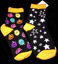 2 PAIR NEW NWT HALLOWEEN SOCKS boys girls size 5 - 6.5 pumpkins STARS cute lot 5