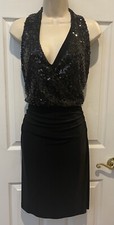 Lauren Ralph Lauren Women's Ruched Sequined Lace Dress Black Size 6 $169