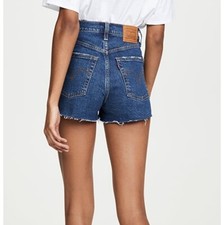 Levi's Premium Ribcage Denim Shorts Medium Dark Wash Revolve Free People