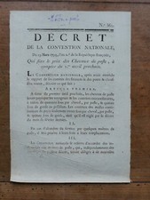 DEKRET DES NATIONALEN KONVENTS VOM 29. MÄRZ 1793 - PREIS DER POSTPFERDE
