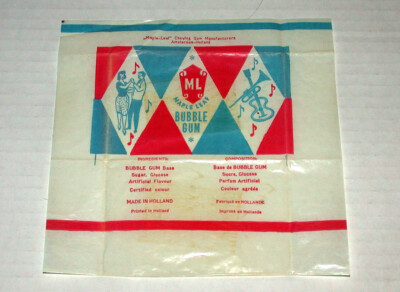 Vintage Original Maple Leaf Bubble Gum Trade Card Deutch Netherlands Wrapper