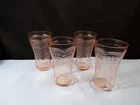 Set of 4 Federal Pink Depression Glass Patrician or Spoke Tumblers 5 1/2" Tall