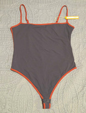 SKIMS Fits Everybody Straight Neck Thong Bodysuit Navy Multi Size XL NWT