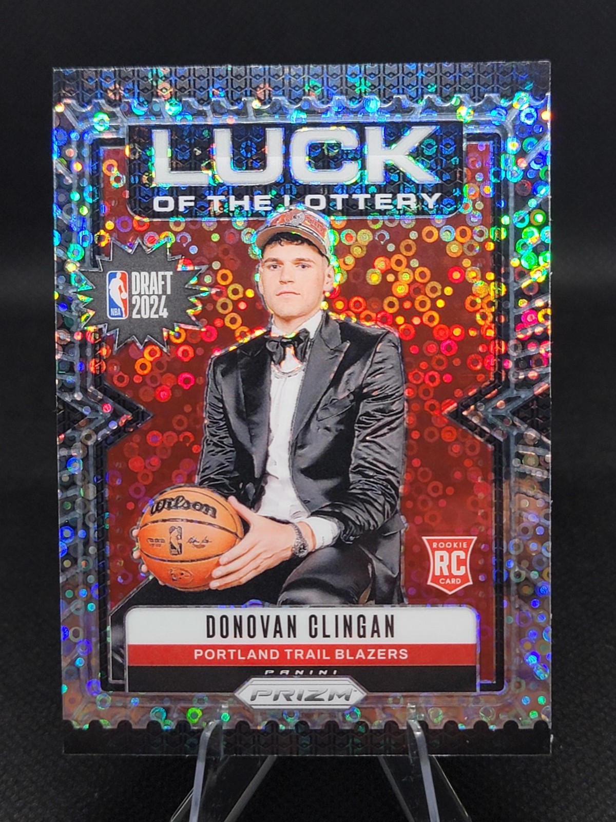 Donovan Clingan 2024-25 Panini Prizm Rookie RC Luck of the Lottery Disco #9