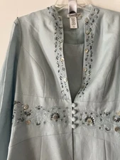 Women's SHEATH DRESS SUIT set w/jacket COLDWATER CREEK 6 ~ beaded & abalone