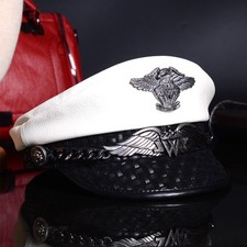 Men's Women's Real Leather Military Officer Service Cap Germany Army Caps/Hats 