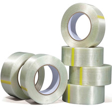 6 Pack Mono Filament Strapping Tape, 2 In 60Yds, Reinforced Strapping Fiberglass