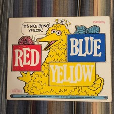 Vtg Sesame Street Playskool It's Nice Being Yellow Red Blue Educational Puzzle