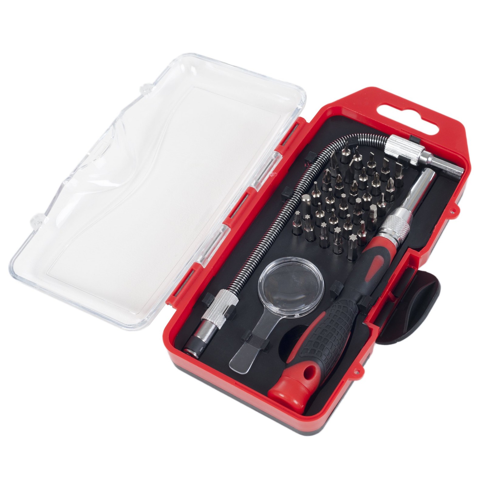 30-Piece Precision Screwdriver Set with Flexible Shaft & Magnifying Glass