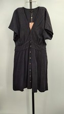Quince Women Vintage Wash Tencel Button Front Dress Washed Black M