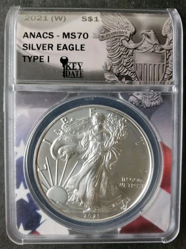 2021 (W) $1 American Silver Eagle Dollar ANACS MS70