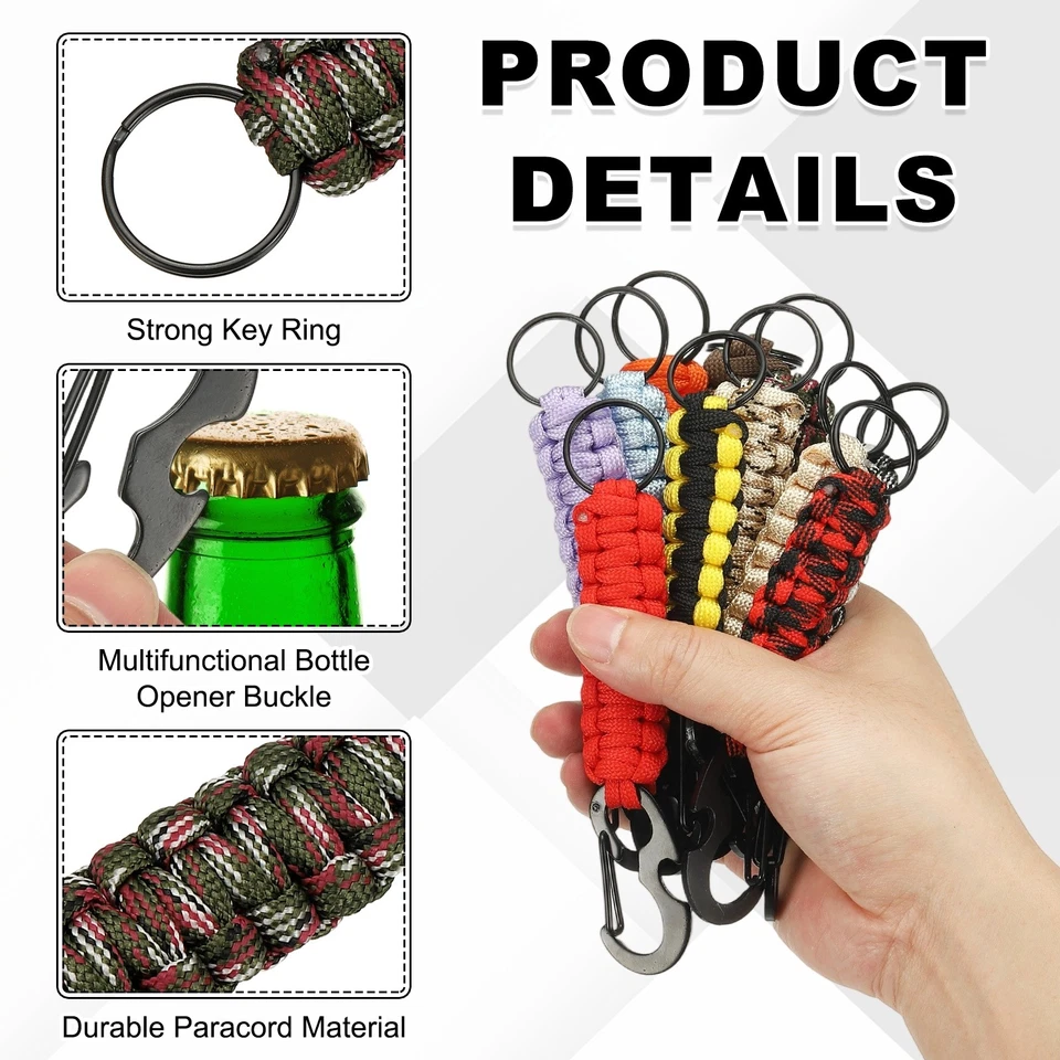 Für Paracord Schlüsselanhänger mit Flaschenöffner, Rot - Bild 3 von 4