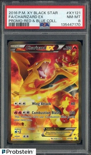 2016 Pokemon XY Black Star Promo Red Blue Collection XY121 FA Charizard EX PSA 8