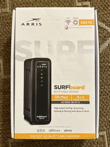 ARRIS SBG10 SURFboard AC1600 Dual-Band Cable Modem Router - SBG10 Never Used!