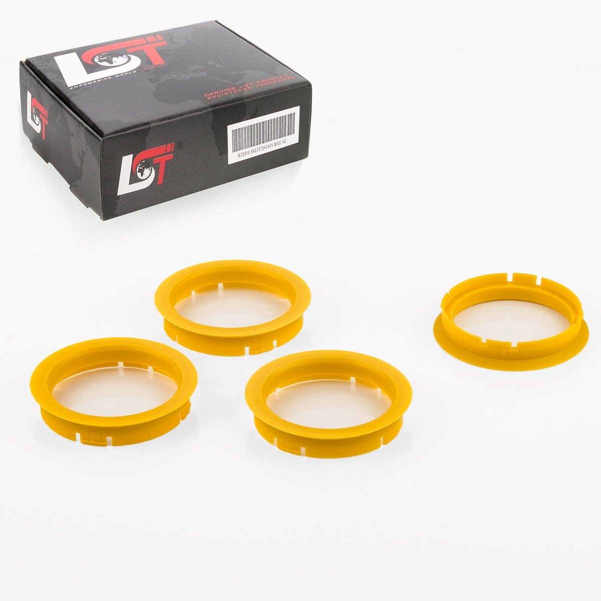 4x Distance Rings Centering Yellow Alloy Wheels Ø 70,0 MM - Ø 60,1 for Porsche
