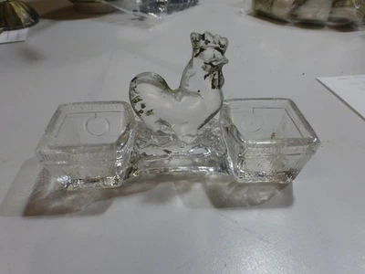 double saleron en verre moulé forme coq TBE - Photo 1/4
