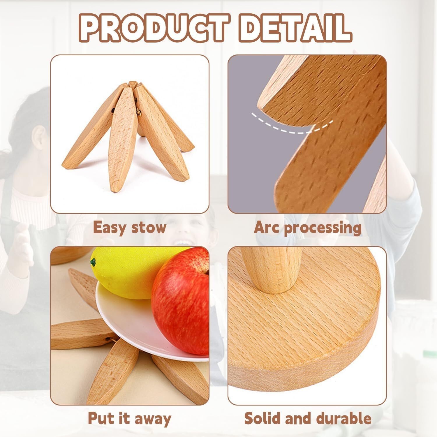 Foldable Wooden Trivets Tree Shape Trivet Set for Teapot Hot Pots Hot Dishes