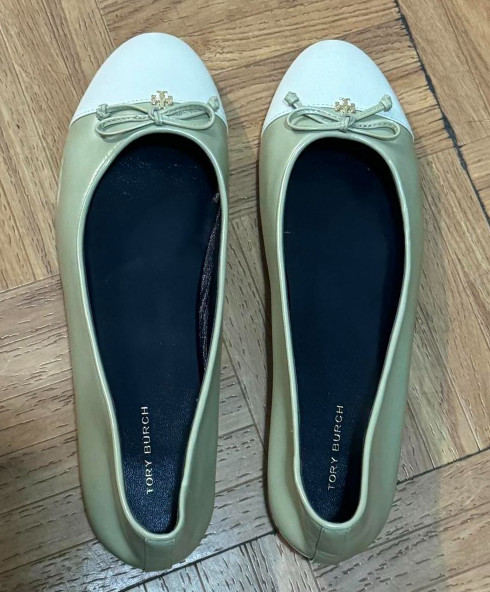 Tory Burch Women's Green and Cream Ballet-shoes
