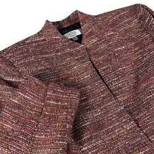 Kasper Tweed Blazer Jacket 8P Pink Multi Button Front Blazer Career Office