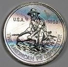 1983 Engelhard The American Prospector Silver Round 1 Troy oz Color Toned