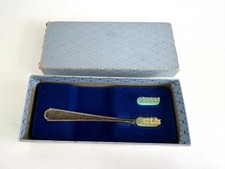 Baby Keepsake Toothbrush Vintage WEB Hallmarked Sterling Silver BOXED SET Blue