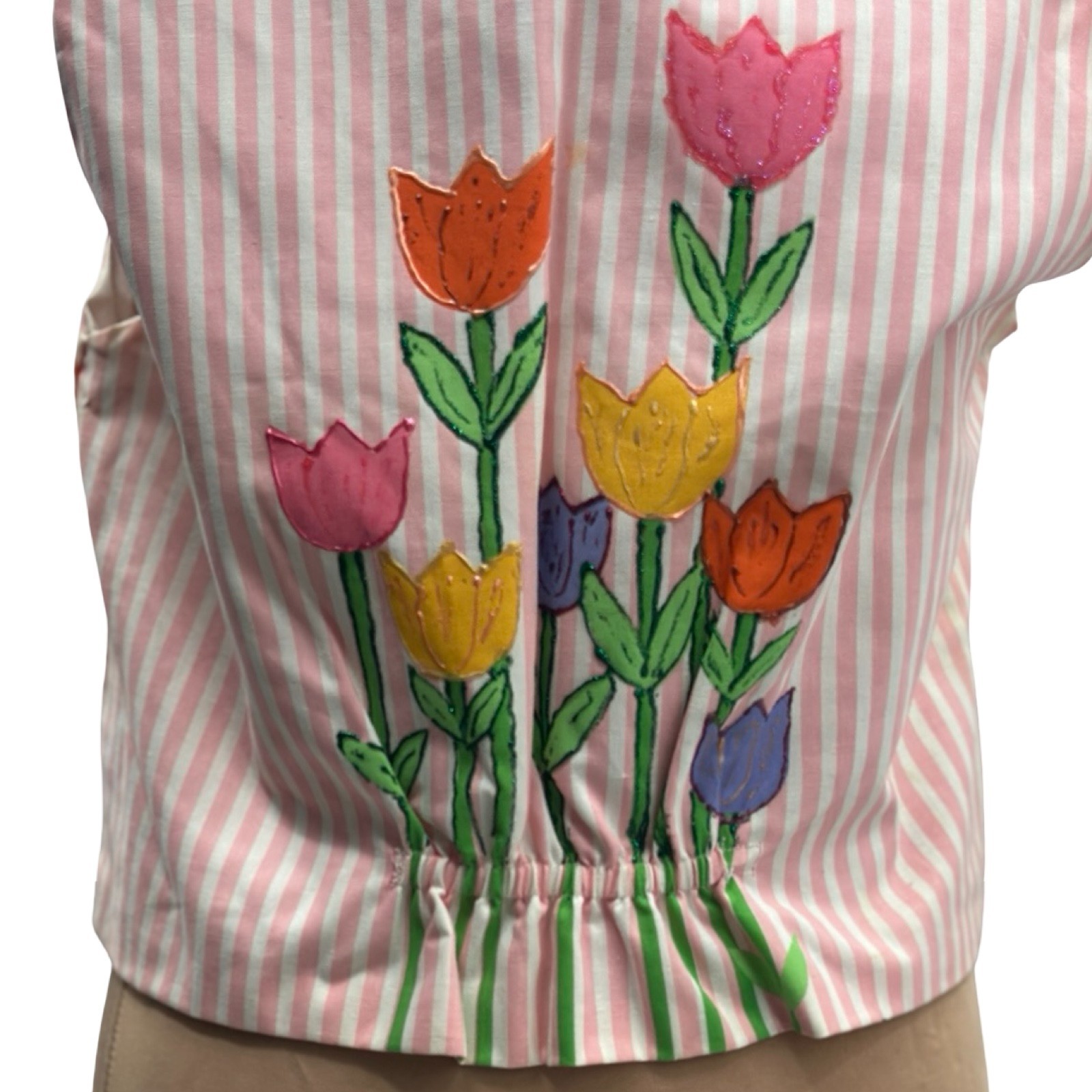 Vintage Easter Bunny Patchwork Vest Appliqué Past… - image 13