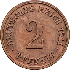 Deutsches Reich, 2 Pfennig, 1911 G