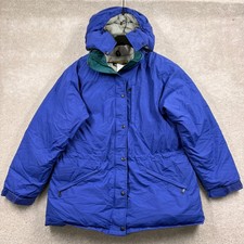 L.L. Bean Down Parka Womens Size Large Blue Hooded Made In USA VTG 90's Zip