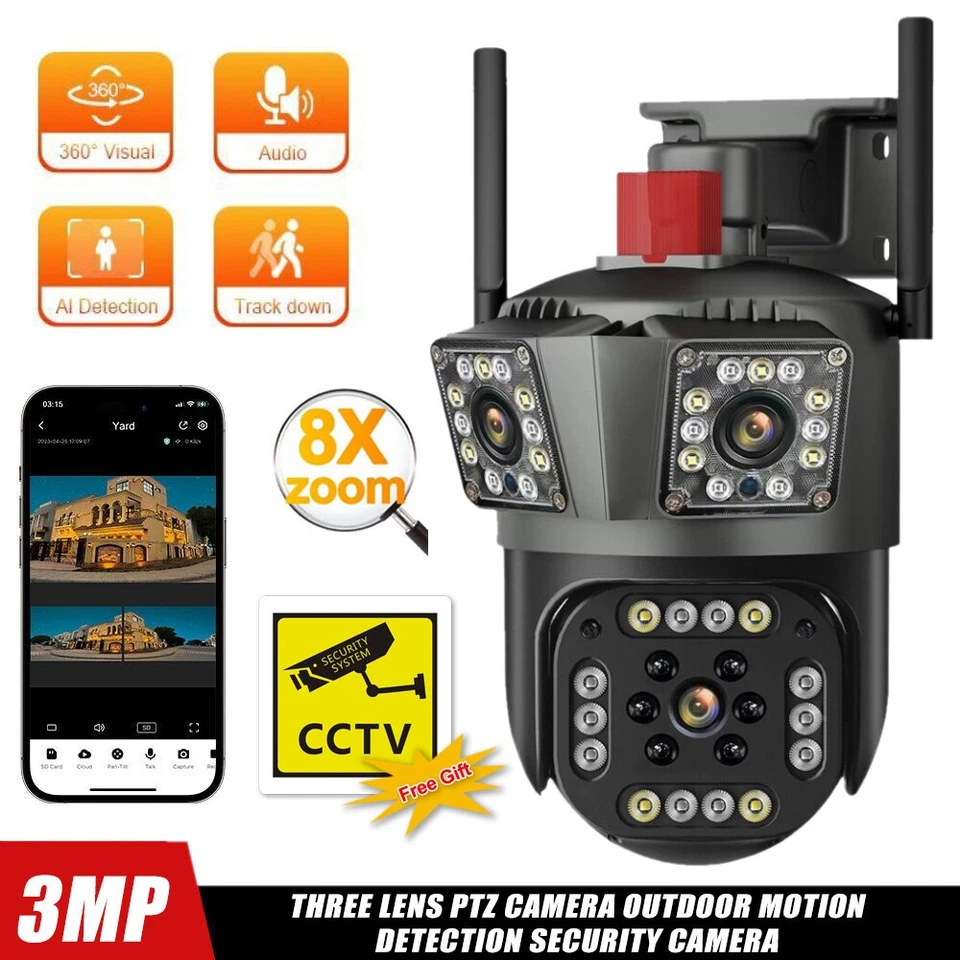 4K Camera PTZ WiFi IP Auto Tracking Survalance CCTV Camera 8X Zoom Cam Outdoor - Image 2 of 4