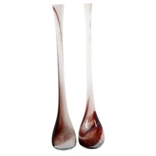 Pair of Signed M. Ducco Murano-Style Hand-Blown Glass Vases
