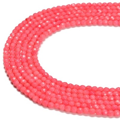 Pink Bamboo Coral Faceted Round Beads Size 2mm 3mm 4mm 15.5'' Strand