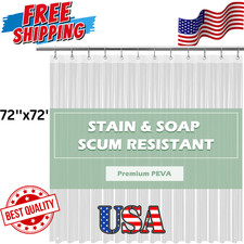 Clear Shower Curtain Liner 4G Heavy Duty PEVA Waterproof with 72''x72''