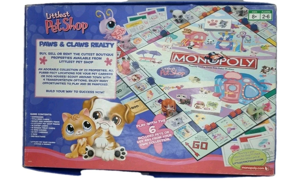 Monopoly Littlest Pet Shop Edition 2007 Complete With 6 LPS Pets Rare HTF Hasbro - Image 2 of 4