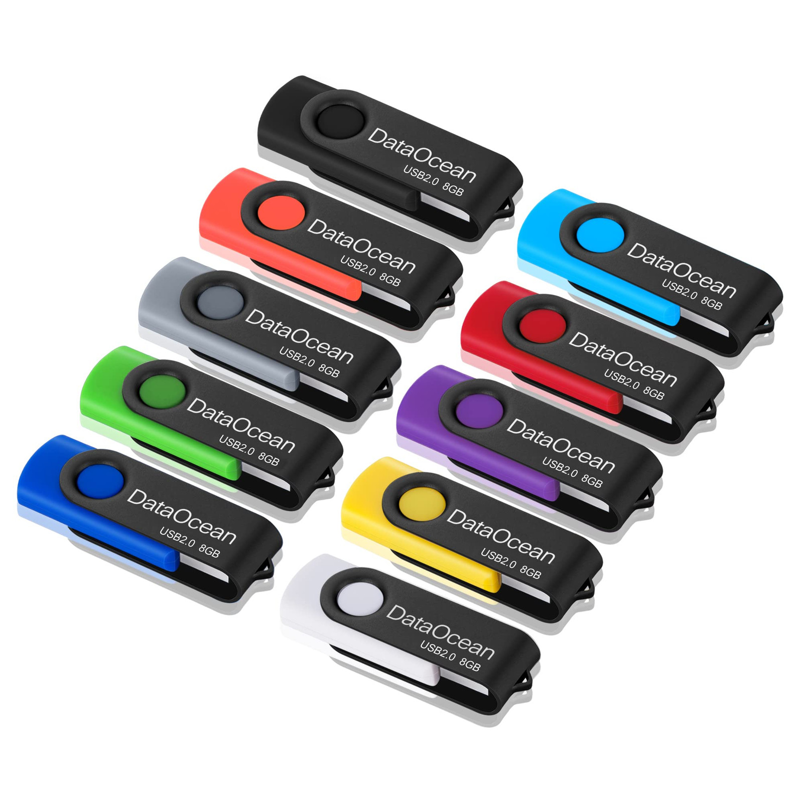 10 Pack 8GB USB 2.0 Flash Drive Memory Stick Thumb Drives (8GB X 10 Mixed Col...