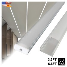 50Pack 3.3FT/1M U Type Aluminum U Channel With Frosted Cover For Led Strip Light