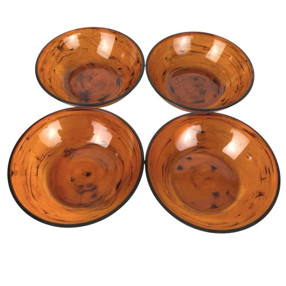 Juego de ensalada vintage con caparazón de tortuga 4 cuencos utensilios MCM acrílico Lucite años 50 Foto 4 de 4