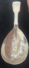 Georgian Engraved Tea Caddy Spoon Sterling Silver London 1832  Maker RH 16g 4” 