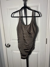 Calvin Klein One Piece Swimsuit Women's Size 12 Brown Ruched Tummy Control Ring