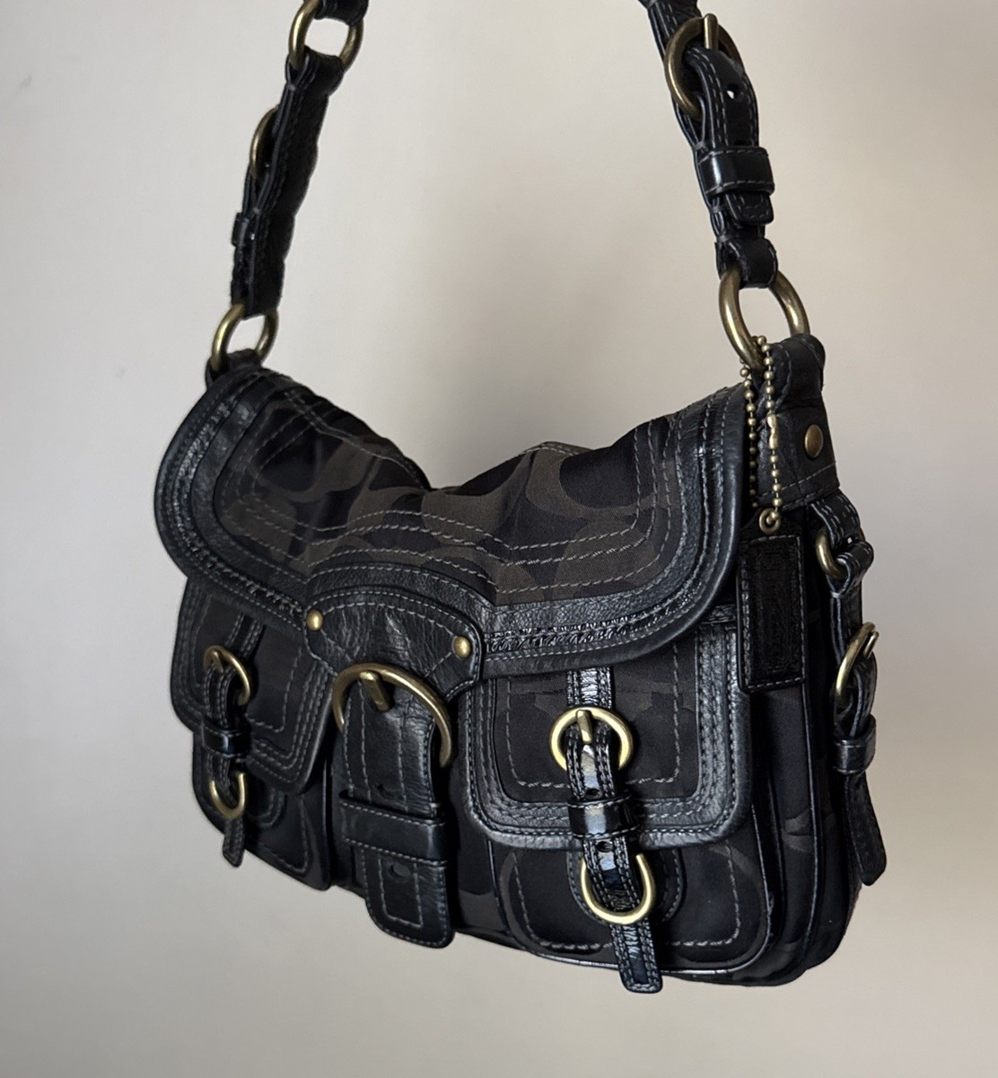 Coach Legacy Hobo Signature Black Garcia Satchel Shoulder Bag Y2K