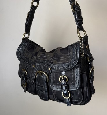 Coach Legacy Hobo Signature Black Garcia Satchel Shoulder Bag Y2K