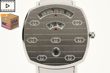 [Top MINT w/Box] GUCCI Grip 157.4 YA157401 Silver Date 35mm Quartz Watch JAPAN