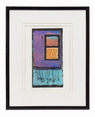 Laura Stahl Maze Mixed Media Paper Collage Monoprint Print Vintage Abstract