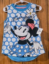 NWT Disney Parks Minnie Mouse Tank Top Girls X-Small Blue White Polka Dots