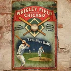 Vintage Chicago Wrigley Field Baseball Tin Metal Signs Home Décor 8x12 Wall Retr