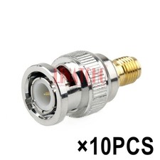 10PCS RF 50ohm Brass Straight BNC Male Plug to SMA Female Jack Antenna Connector
